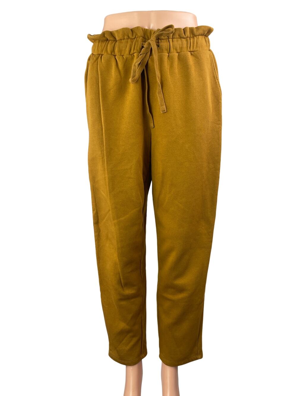 Who What Wear Women's Gold High Rise Paperbag Straight Trousers Pants Size S